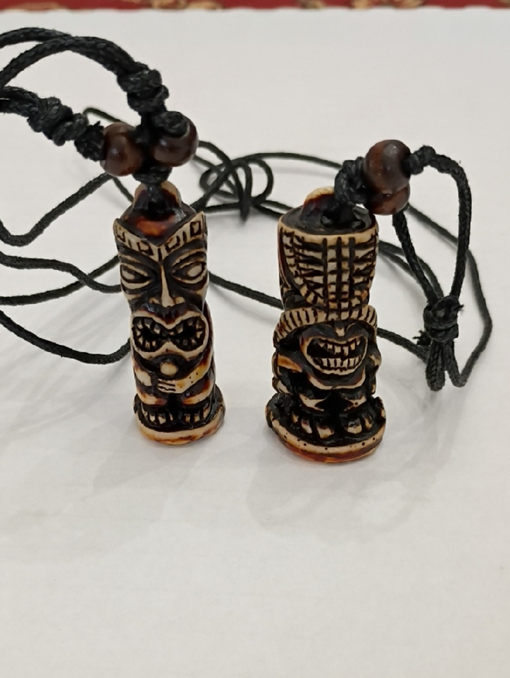 Carved Tiki Pendant Necklace in Brown - Unbranded